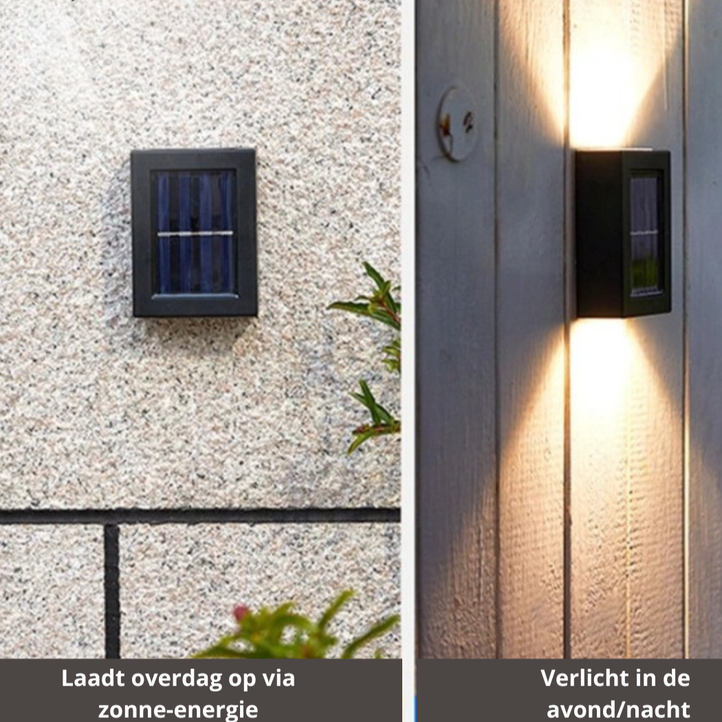 Draadloze LED Solar Wandlampen Deluxe - Creëer de perfecte sfeer in jouw tuin!